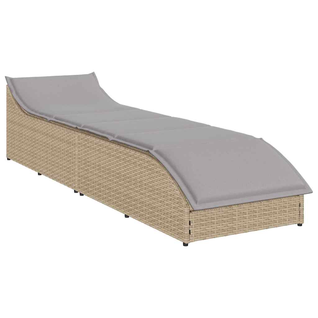 Klappliege mit Auflage und Stauraum Schwarz Poly-Rattan