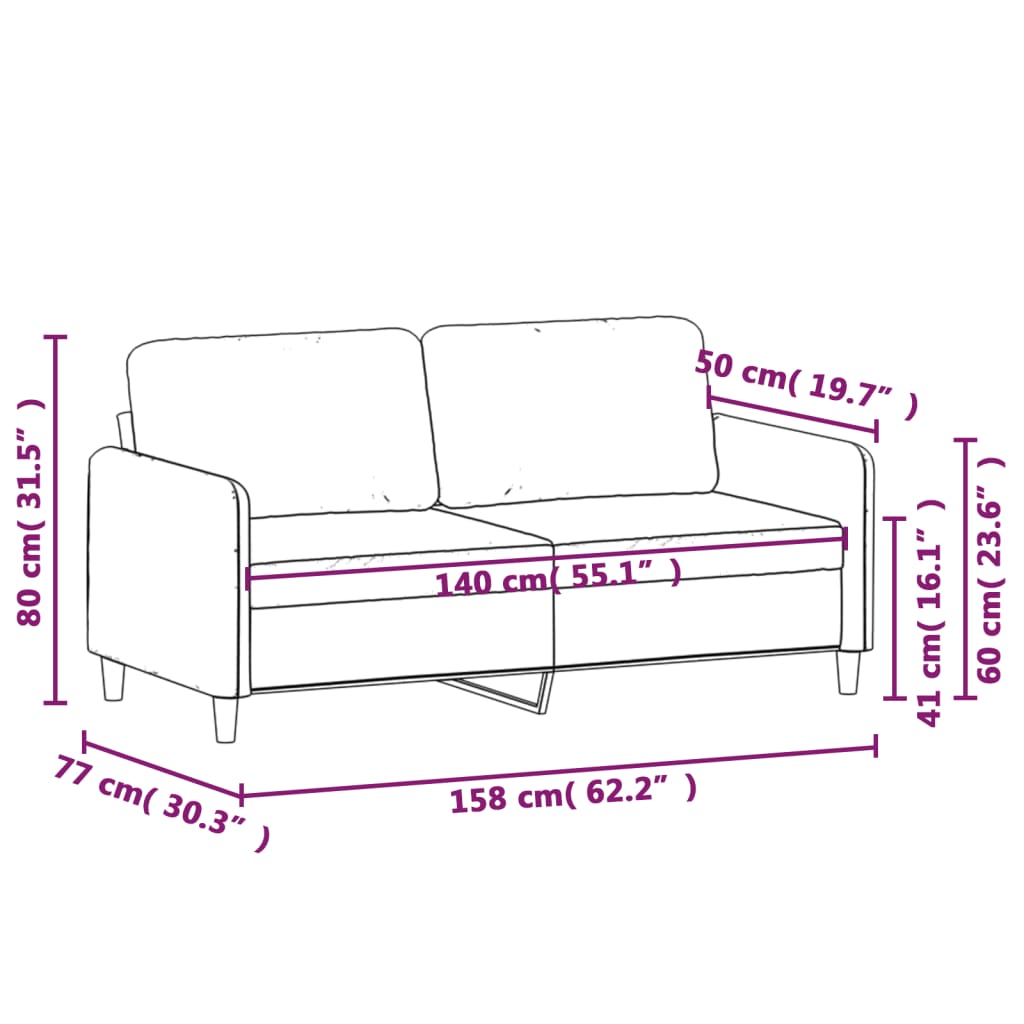 2-Sitzer-Sofa Hellgrau 120 cm Samt