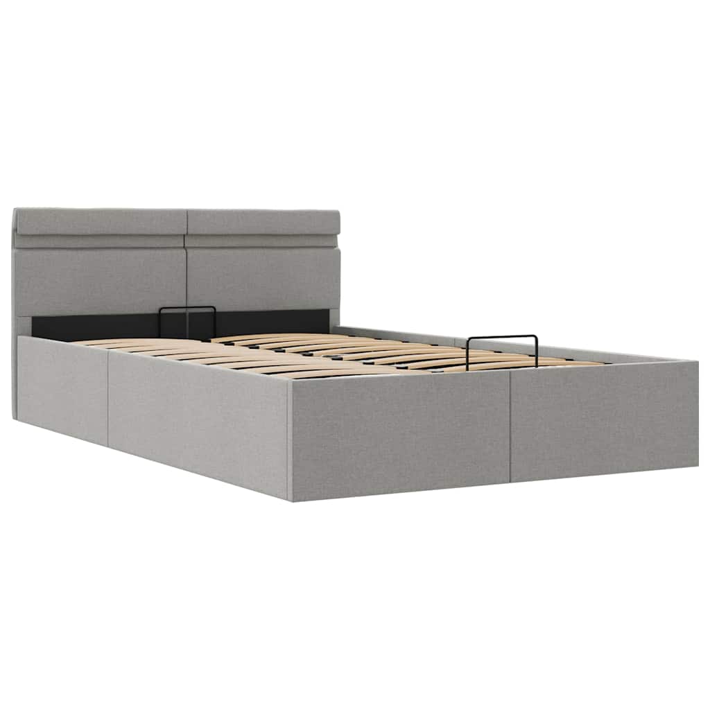 Bett mit Bettkasten Hydraulisch LED Dunkelgrau Stoff 90x200 cm