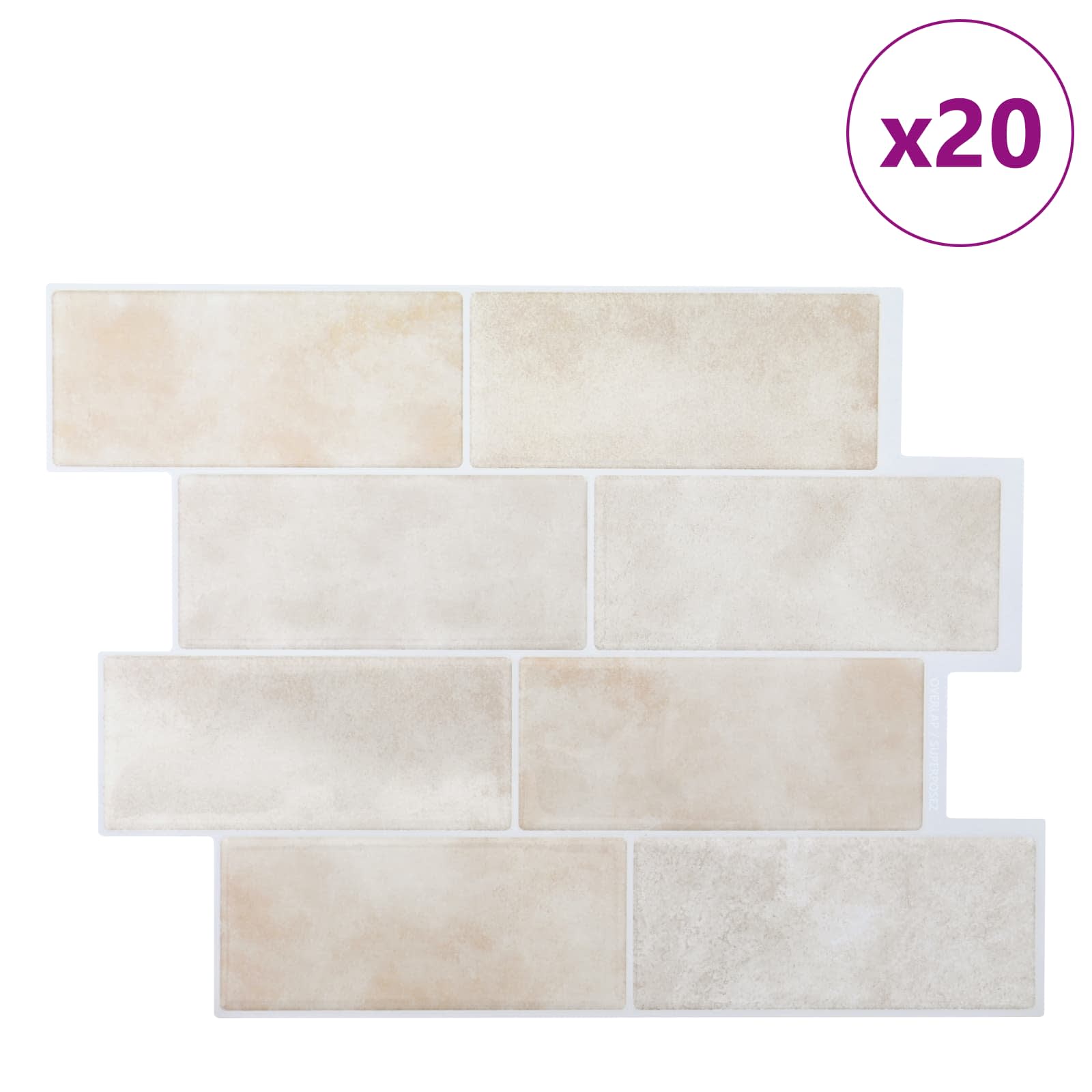 U-Bahn-Fliese 10 pcs Weiß Grau 29 x 21 cm Polyurethan und PET
