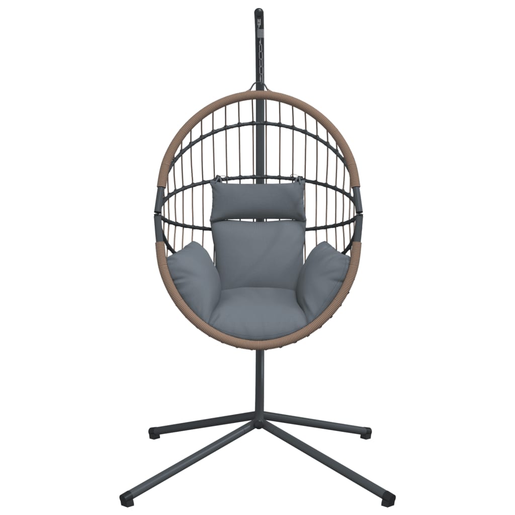 Hängesessel Ei-Design mit Ständer Anthrazit Rattan und Stahl