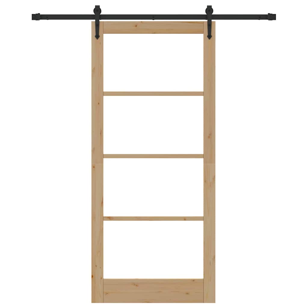 Schiebetür Natur 61 x 198,5 cm Massivholz Kiefer und Glas