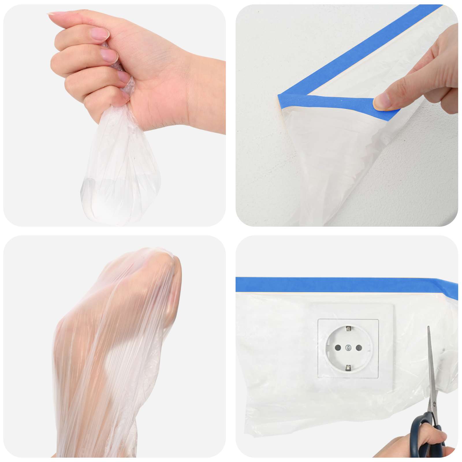 Abdeckfolie mit Klebeband 6 pcs Transparent und Blau