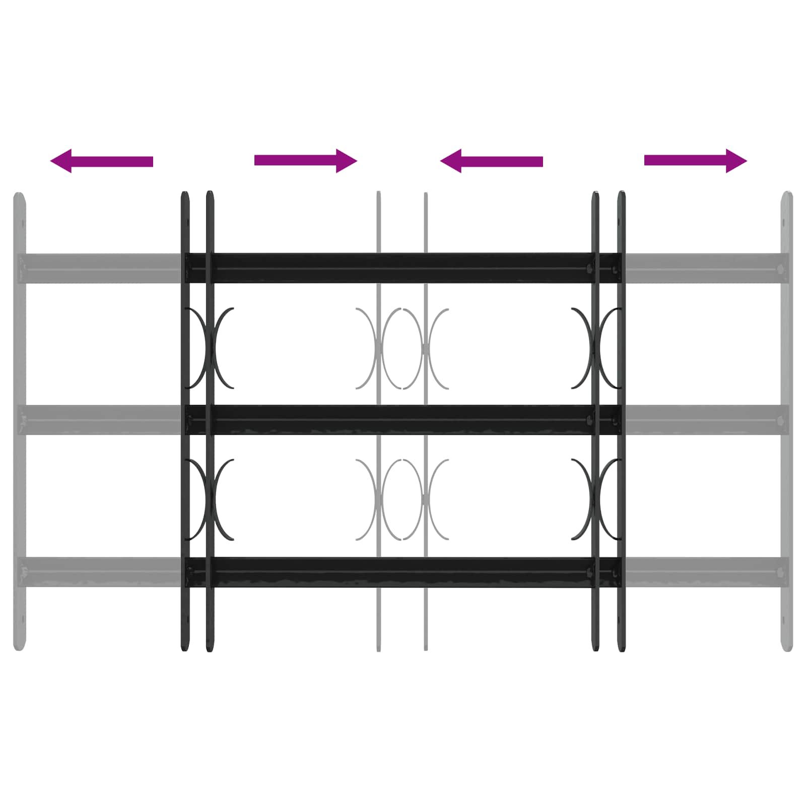 Fenstergitter 76 x 30 cm Pulverbeschichteter Stahl Schwarz