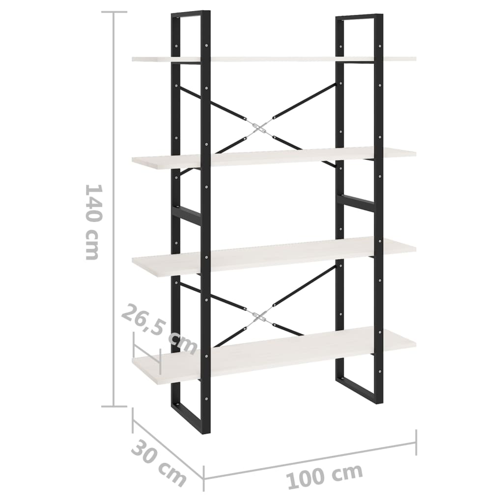 Bücherregal 2 Fächer Weiß 100x30x70 cm Holzwerkstoff