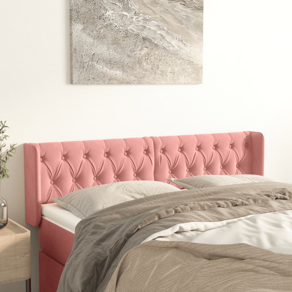 Kopfteil mit Ohren Dunkelblau 93x16x78/88 cm Samt