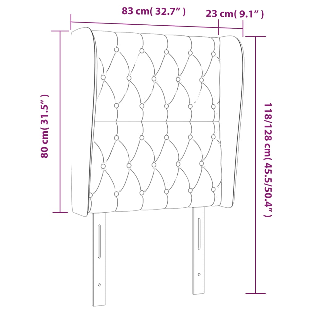 Kopfteil mit Ohren Dunkelblau 93x23x78/88 cm Samt