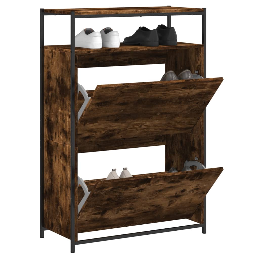 Schuhschrank mit 4 Klappen Sonoma-Eiche 100x34x112 cm