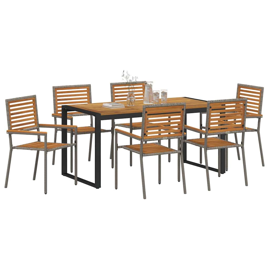 Garten Essgruppe 5 pcs Schwarz und Braun Poly-Rattan