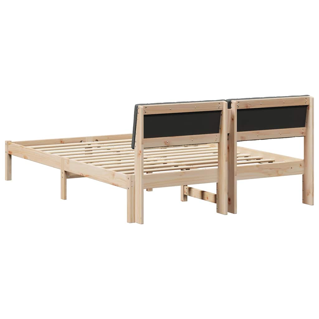 Bettgestell Braun und hellgrau 200 x 200 cm Massivholz Kiefer