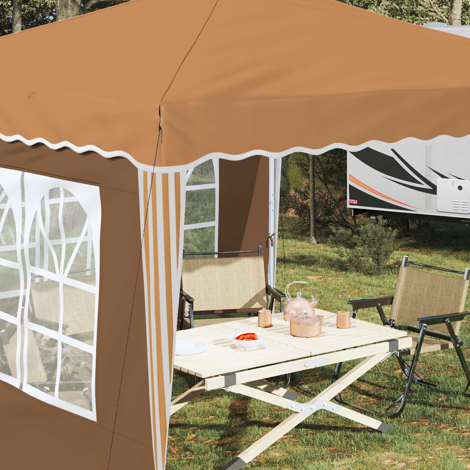 Pop-up Partyzelt 288 x 288 x 245 cm Creme Oxford-Stoff