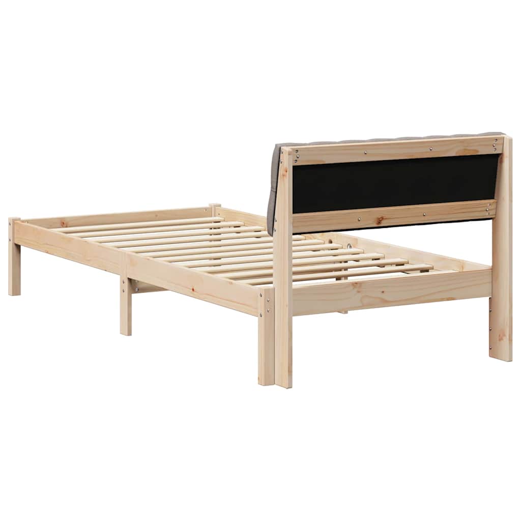 Bettgestell Braun und hellgrau 200 x 200 cm Massivholz Kiefer