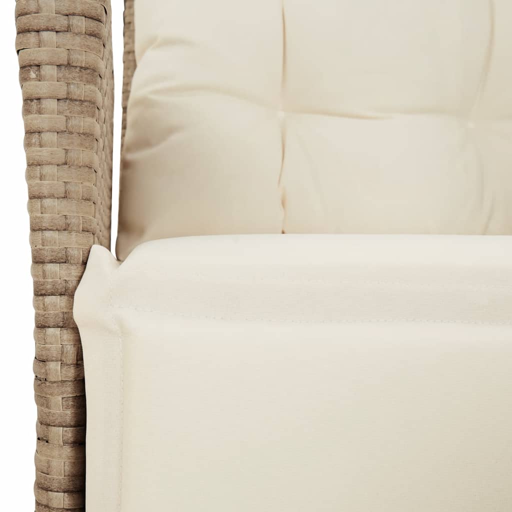 Gartensessel Verstellbar mit Kissen Schwarz Poly Rattan
