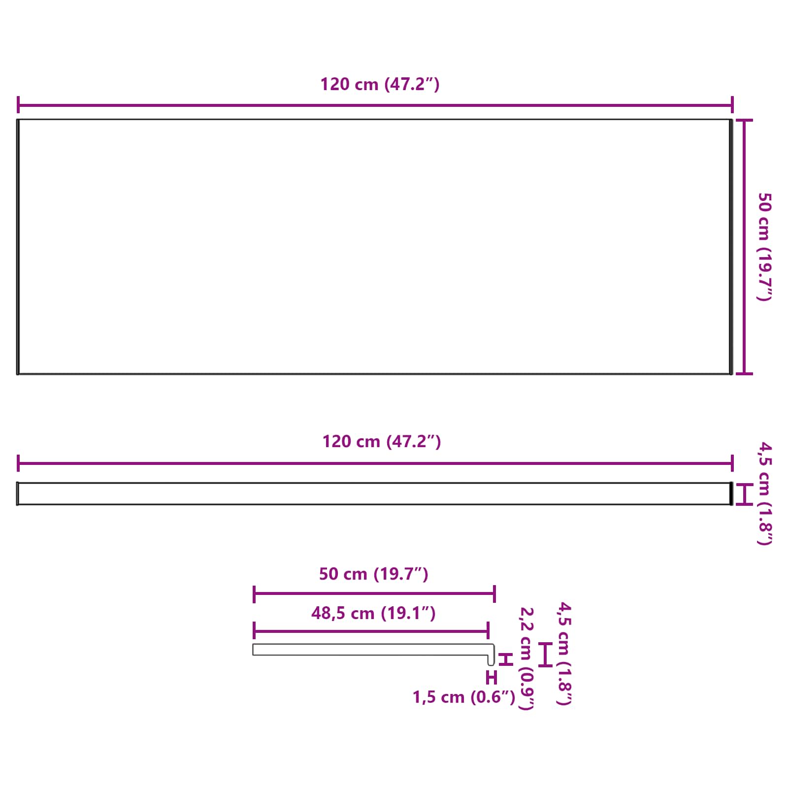 Fensterbank Weiß 60 x 10 x 4,5 cm PVC