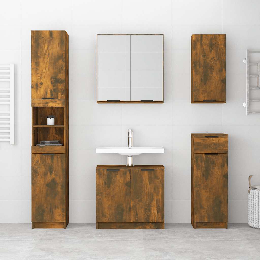 Badschrank Weiß 32x34x188,5 cm Holzwerkstoff