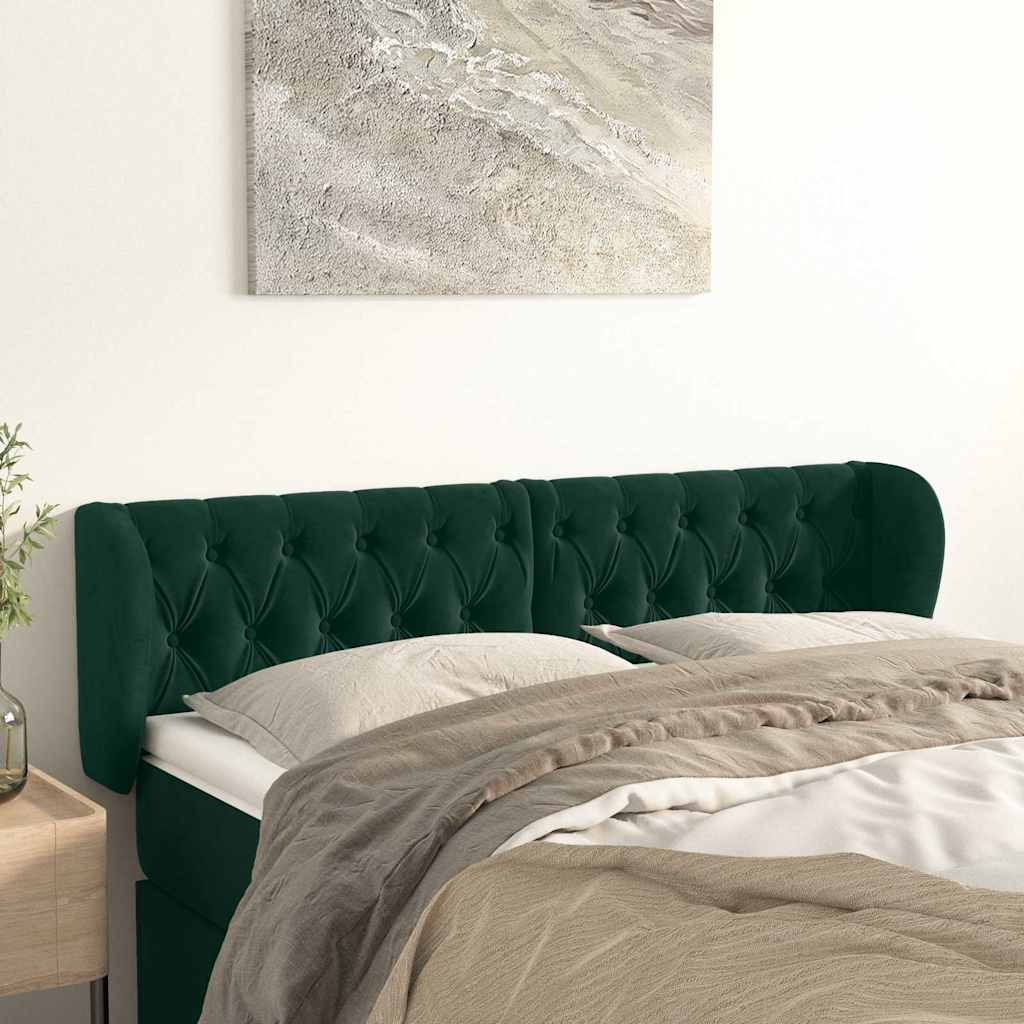 Kopfteil mit Ohren Dunkelblau 93x23x78/88 cm Samt