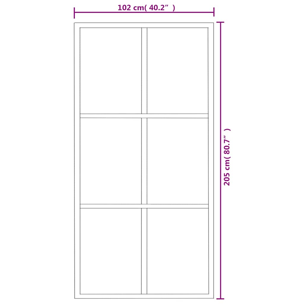 Schiebetür 3-teilig ESG-Glas und Aluminium 76x205 cm Schwarz
