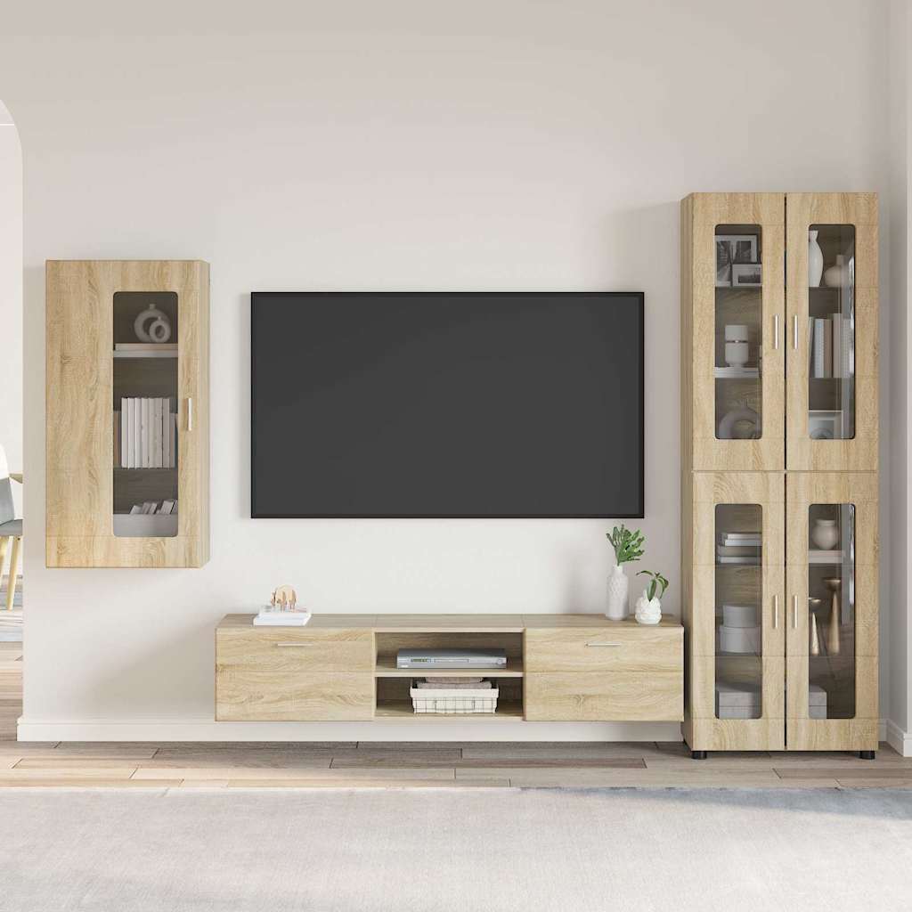 Highboard mit Regal FLORIN Weiß 60 x 35 x 182 cm Holzwerkstoff