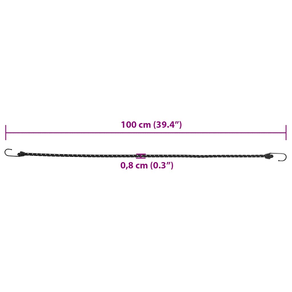Gummiseile Reflektierend mit Haken 25 Stk. 38 cm
