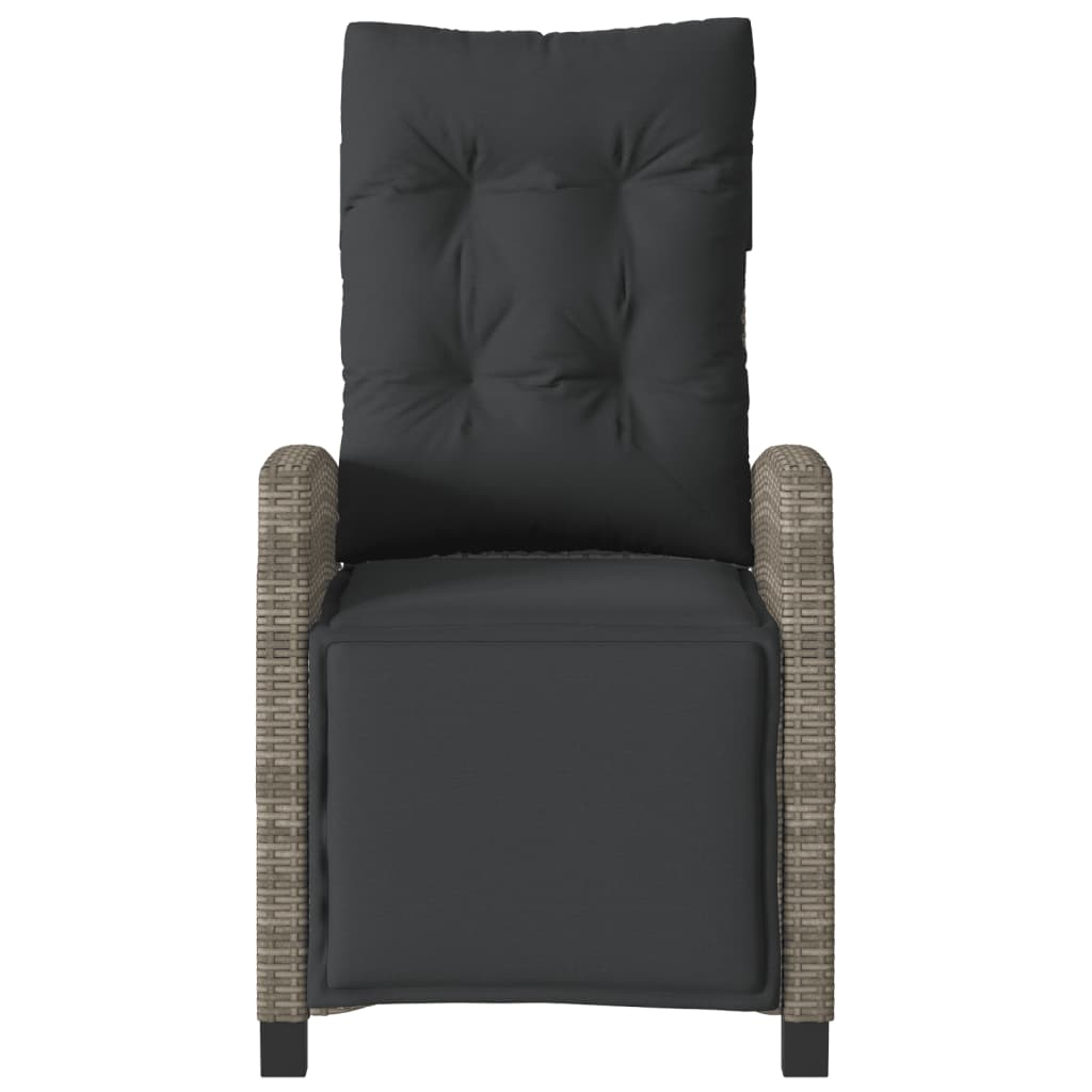Gartensessel Verstellbar mit Kissen Schwarz Poly Rattan