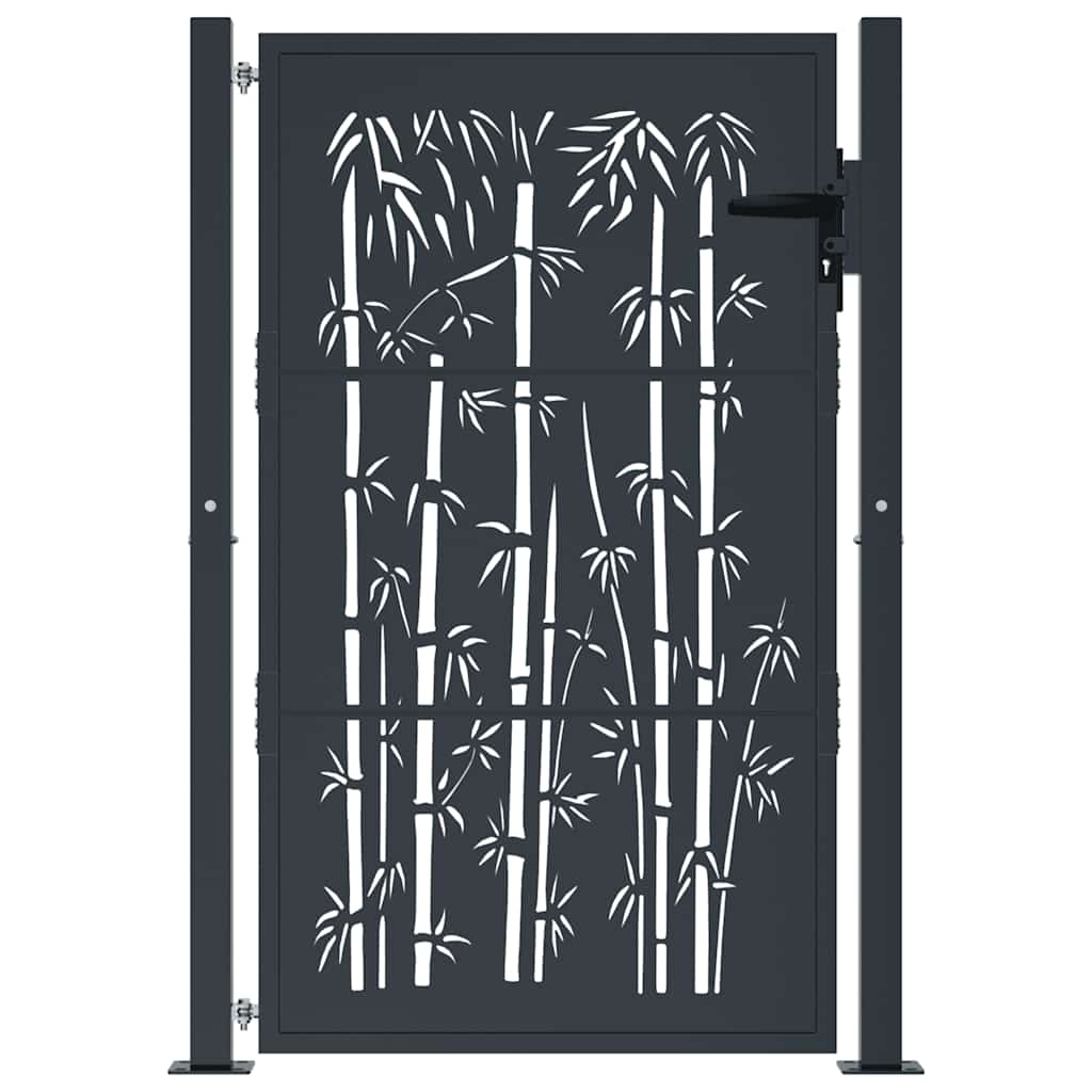 Gartentor Anthrazit 100x75 cm Stahl Bambus-Design