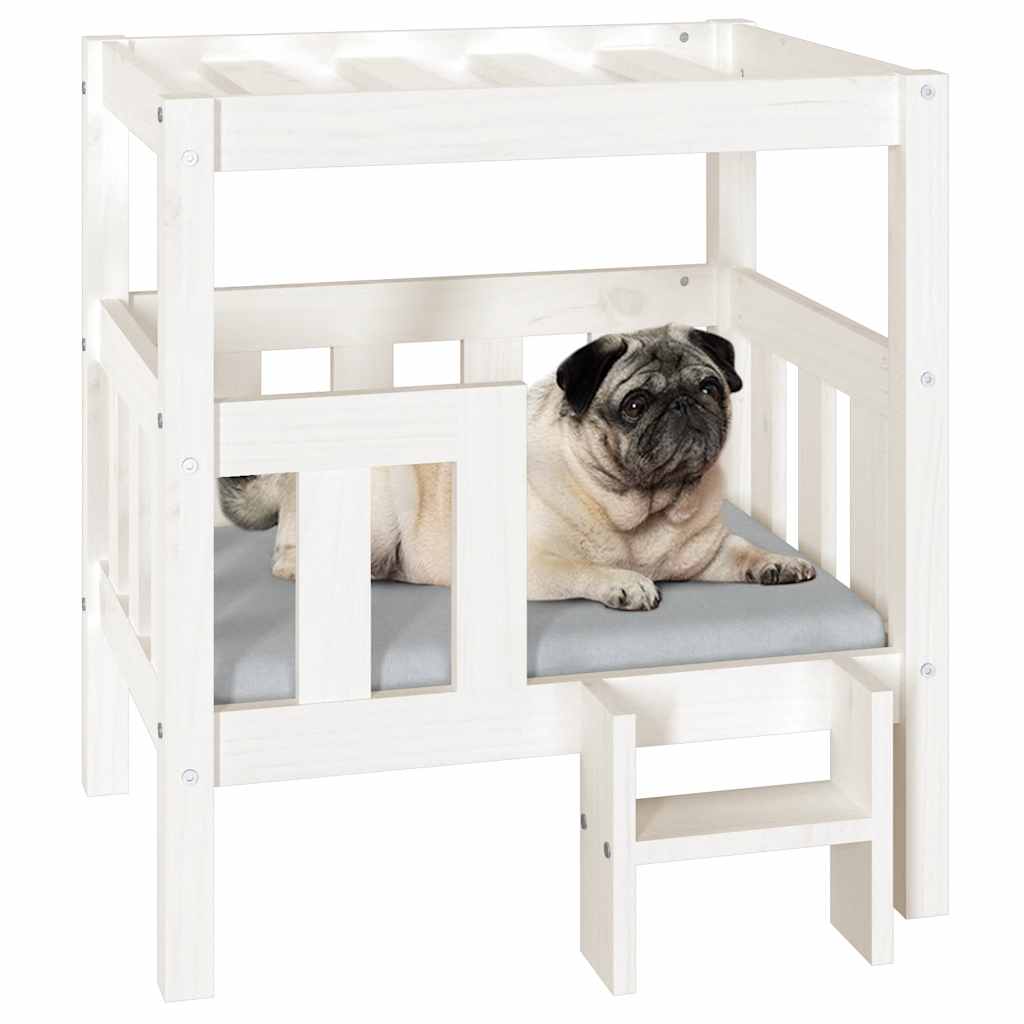 Hundebett Weiß 55,5x53,5x60 cm Massivholz Kiefer