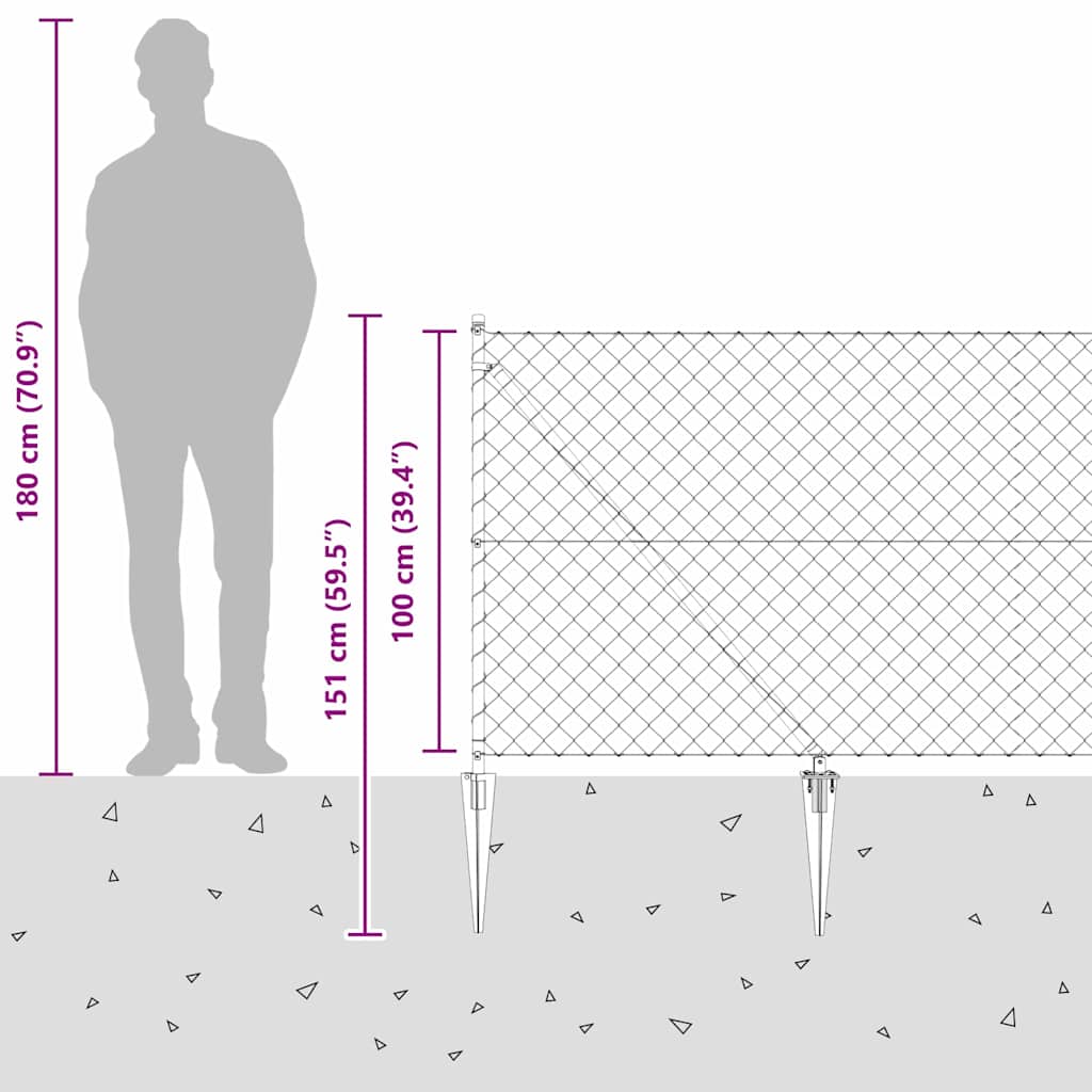 Outdoor Kettenglied-Zaun Erdfixierung 10 x 0,4 m Grün Netz