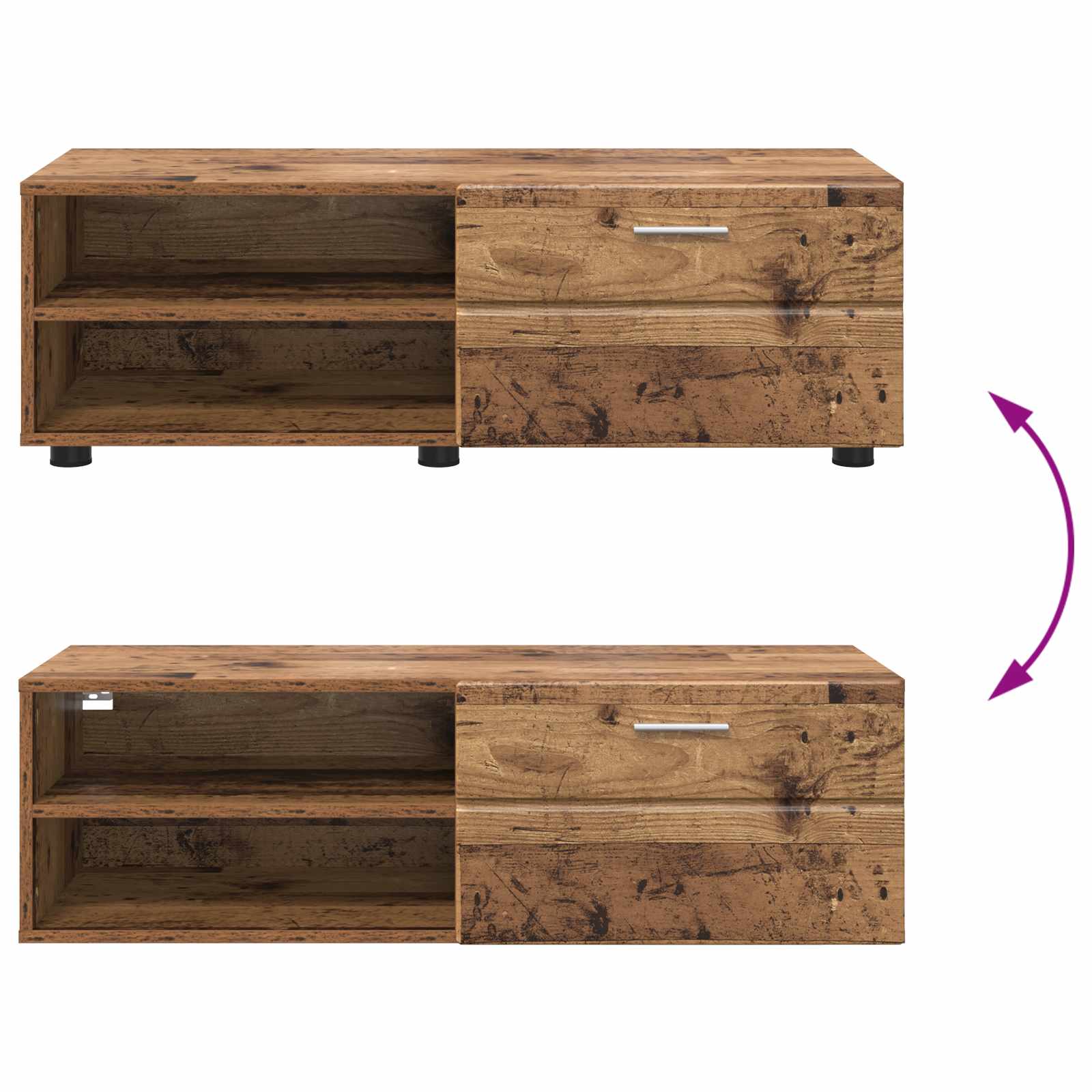 Highboard mit Regal FLORIN Weiß 60 x 35 x 182 cm Holzwerkstoff