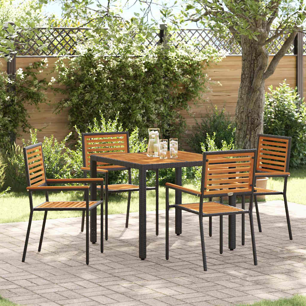 Garten Essgruppe 3 pcs Schwarz und Braun Poly-Rattan