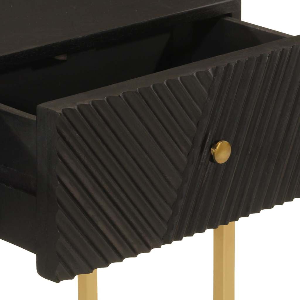 Nachttisch Schwarz 40x30x50 cm Massivholz Mango und Eisen