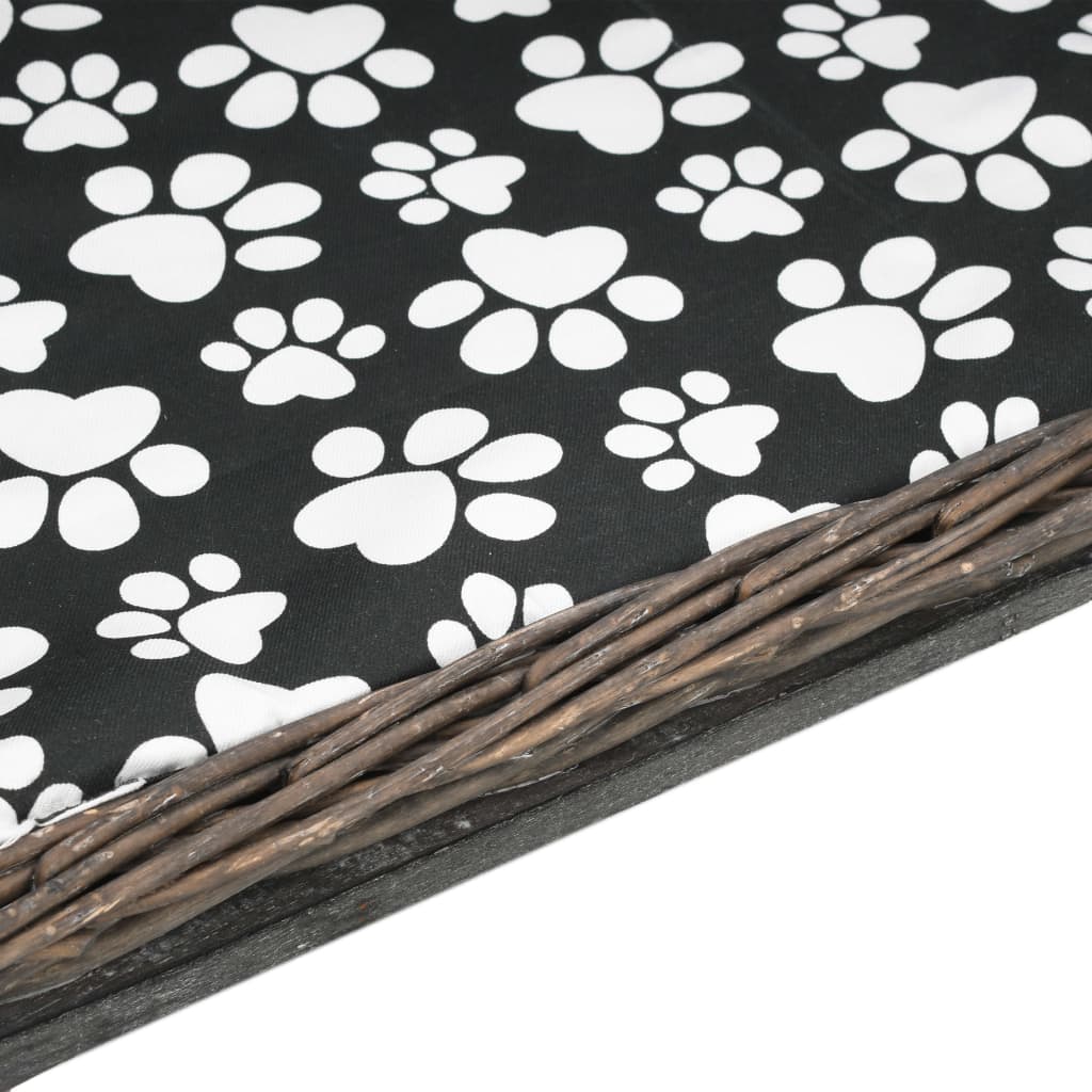 Hundekorb mit Kissen 50x33x30 cm Natur Weide