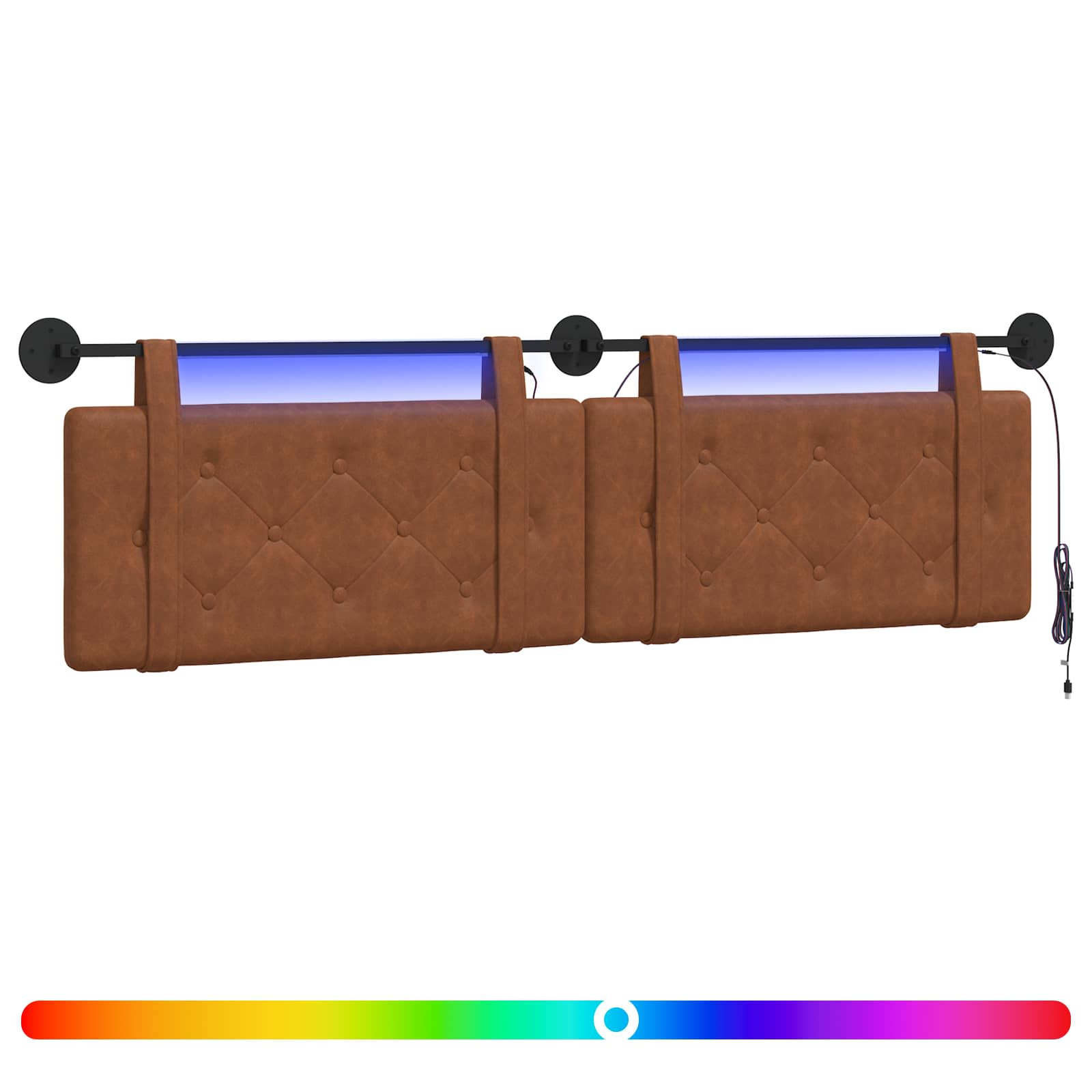 Hängendes Kopfteil Mit LED Licht Schwarz Antikes PU