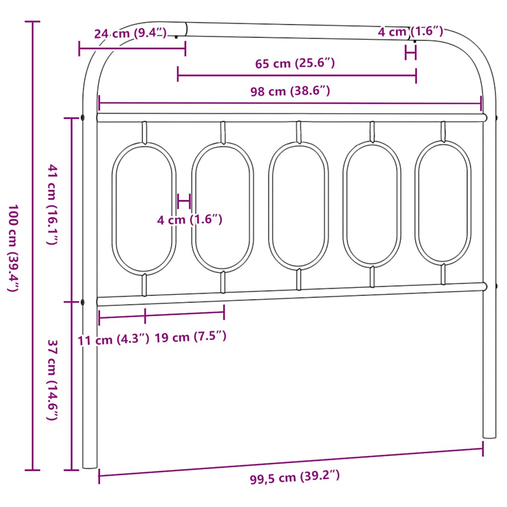 Ersatz-Kopfteil Metall Schwarz 75 cm