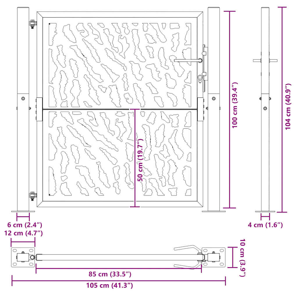 Gartentor Schwarz 100x100 cm Stahl Lichtdesign