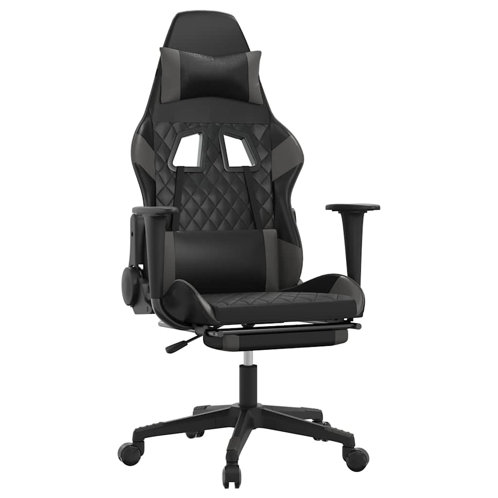 Gaming-Stuhl mit Massagefunktion Schwarz und Blau Kunstleder