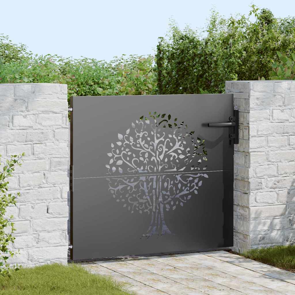Gartentor 85x75 cm Cortenstahl Baum-Design