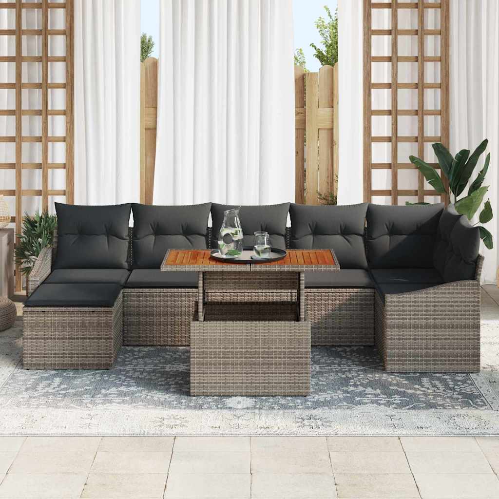 Garten Essgruppe mit Kissen 8 pcs Schwarz und Creme