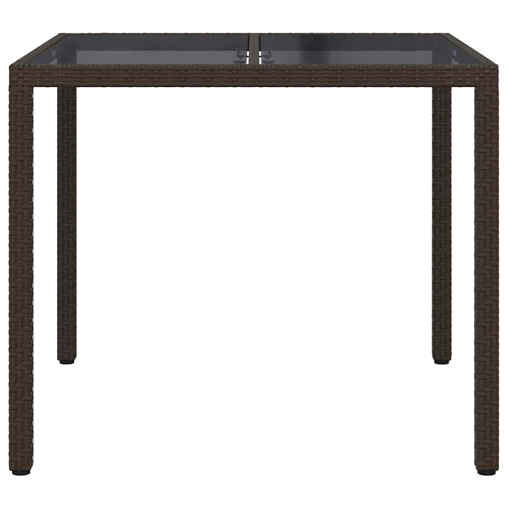 Gartentisch 150x90x75 cm Hartglas und Poly Rattan Grau