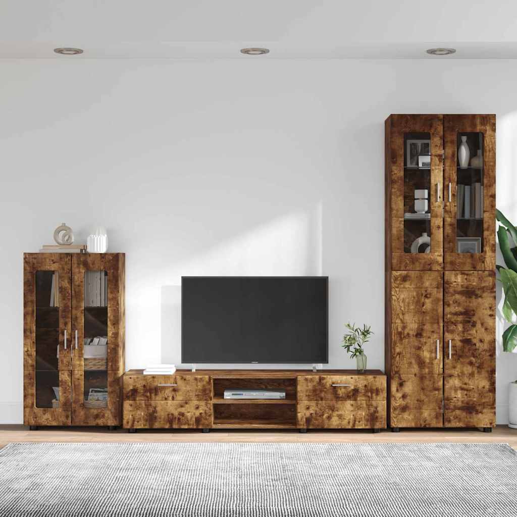Highboard mit Regal FLORIN Weiß 60 x 35 x 182 cm Holzwerkstoff