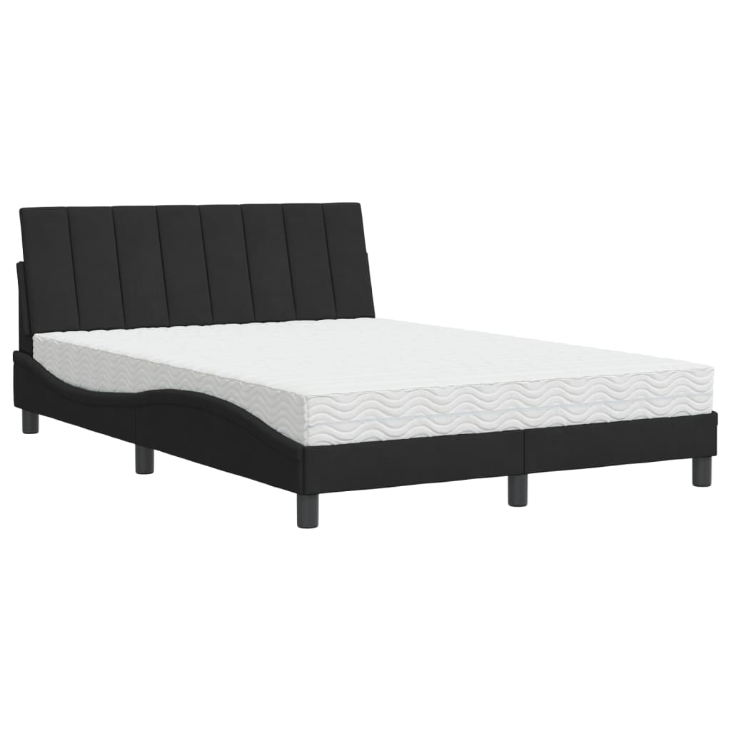 Bett mit Matratze "Hanko" Hellgrau 80x200 cm Samt