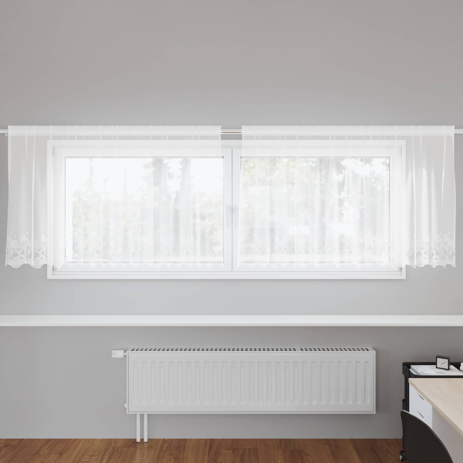 Spitzenvorhang mit Vorhängen Floral Weiß 80 x 150 cm Polyester
