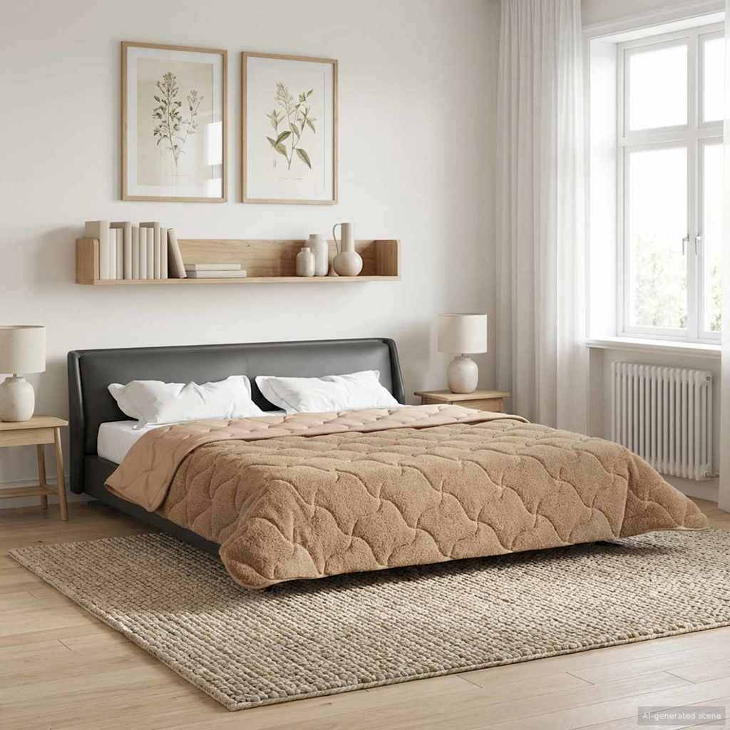 Sommerdecke Anthrazit 135 x 200 cm Mikrofaser und Teddy-Fleece