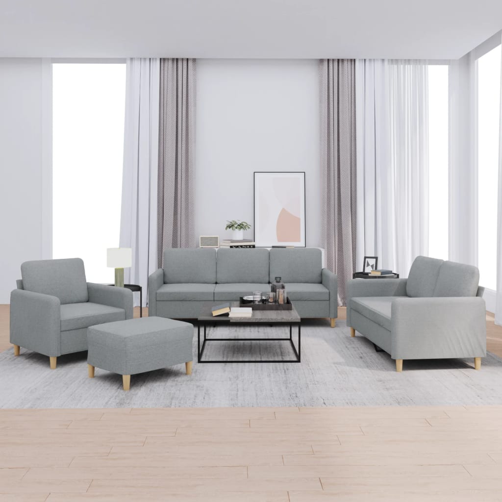 4-tlg. Sofagarnitur mit Kissen Braun Stoff
