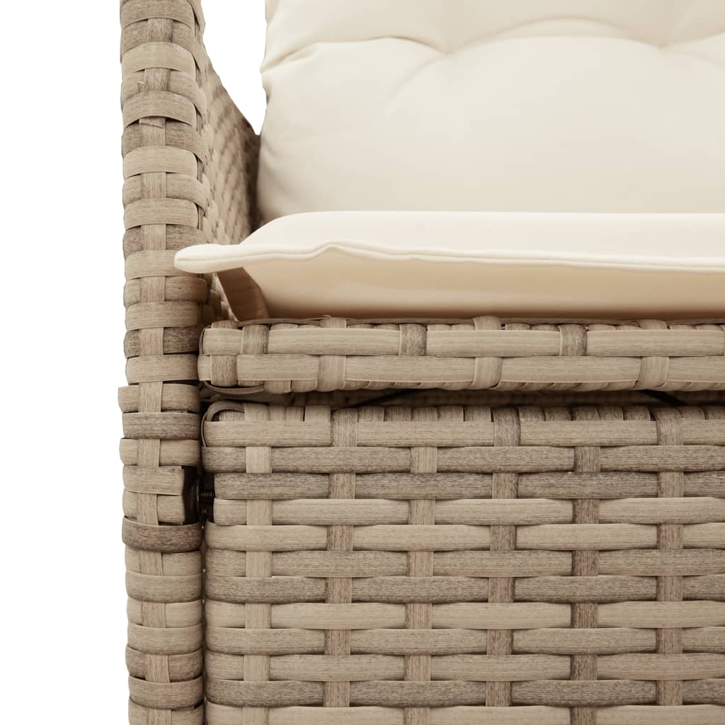 Gartensessel Verstellbar mit Kissen Schwarz Poly Rattan