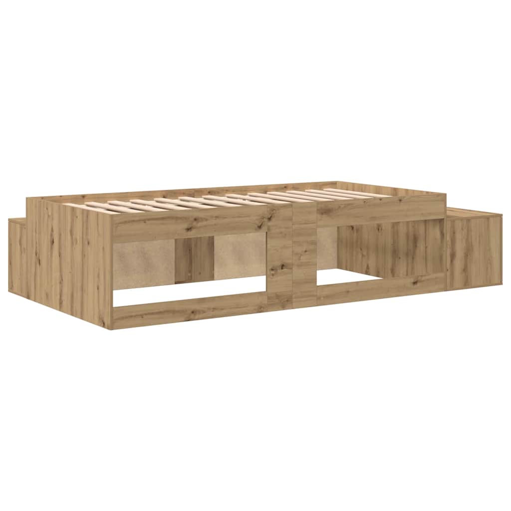 Aufbewahrungsbettgestell mit Speicher Weiß 80 cm Holzwerkstoff