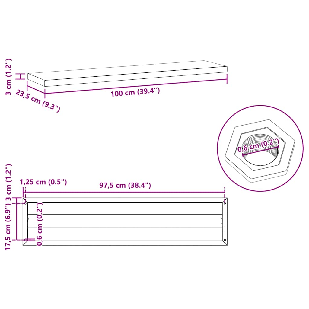 Wandregale 2 Stk. 100x40 cm Silbern Edelstahl