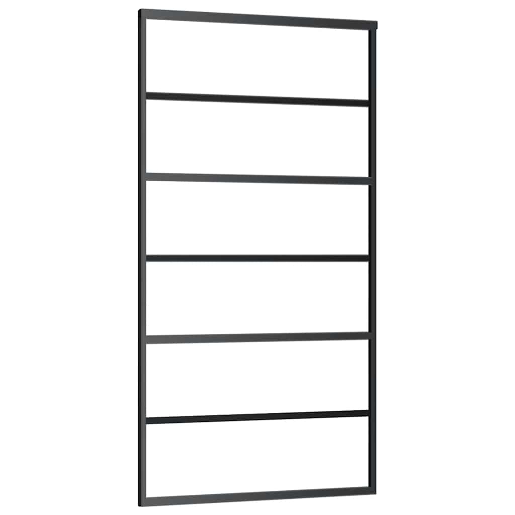 Schiebetür mit Beschlag Schwarz 76x205 cm ESG-Glas