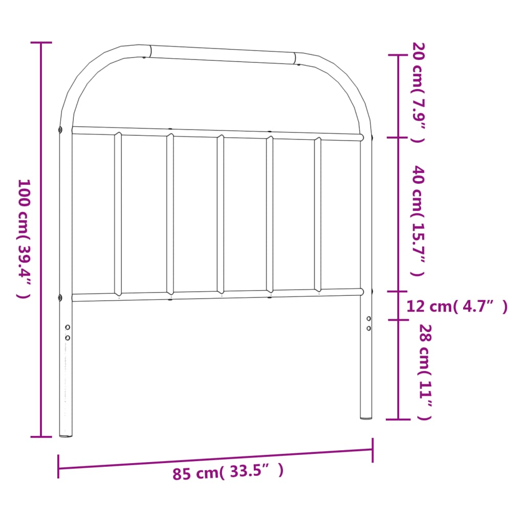 Ersatz-Kopfteil Metall Schwarz 75 cm
