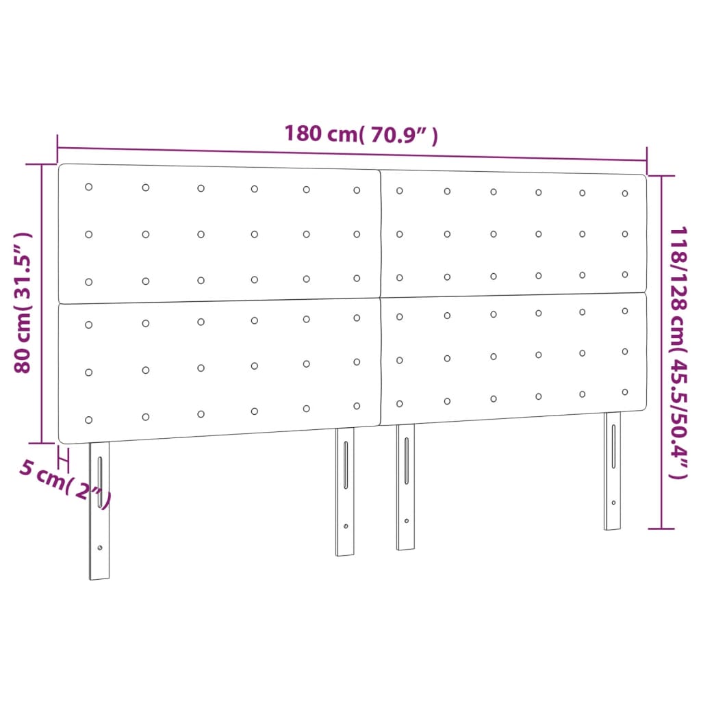 Kopfteil Hellgrau 80x5x118/128 cm Samt