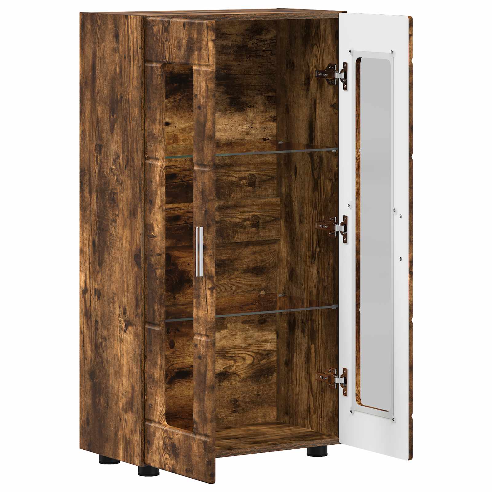 Highboard mit Regal FLORIN Weiß 60 x 35 x 182 cm Holzwerkstoff